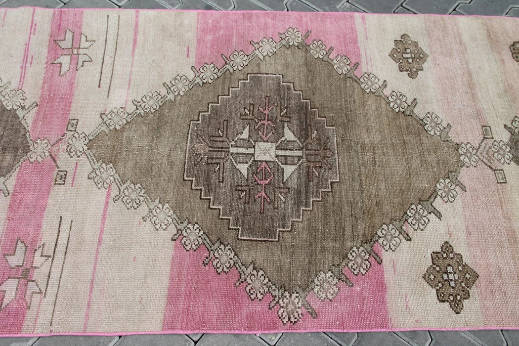 Vintage Hand Knotted Oushak Runner Rug 347cm x 99cm