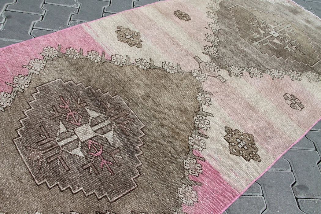 Vintage Hand Knotted Oushak Runner Rug 347cm x 99cm