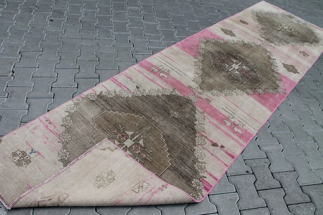 Vintage Hand Knotted Oushak Runner Rug 347cm x 99cm