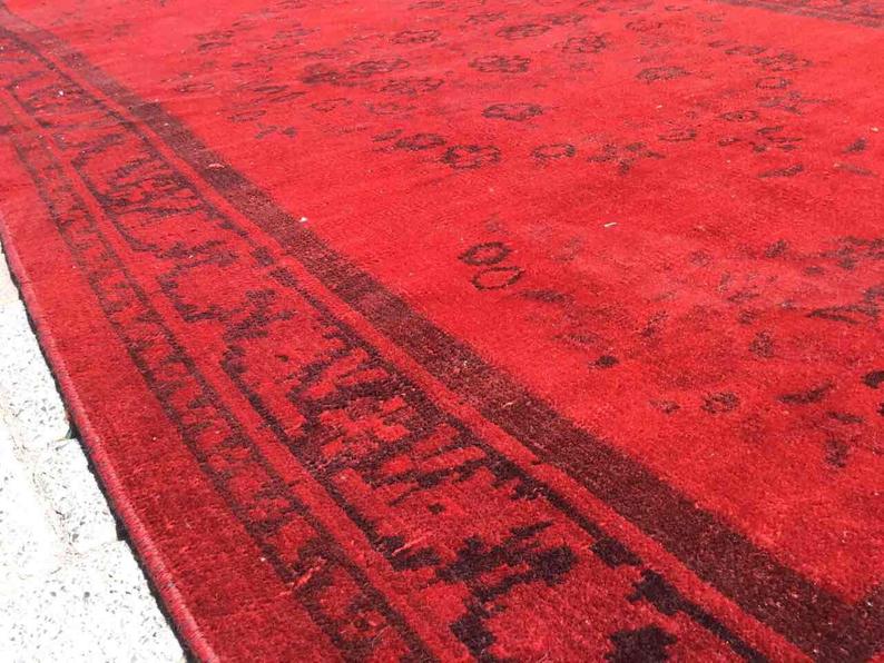 Vintage Hand Knotted Over Dyed Rug 218cm x 129cm