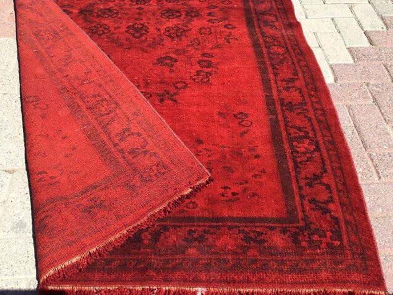 Vintage Hand Knotted Over Dyed Rug 218cm x 129cm