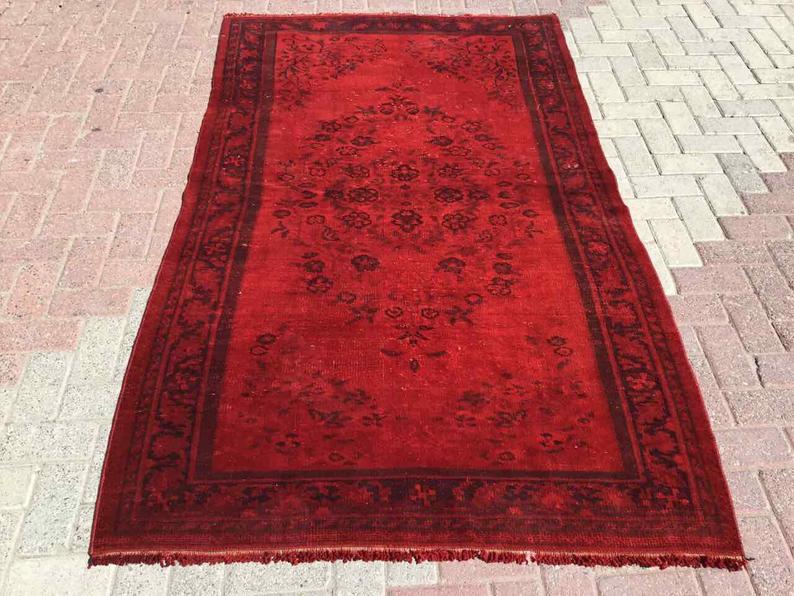 Vintage Hand Knotted Over Dyed Rug 218cm x 129cm