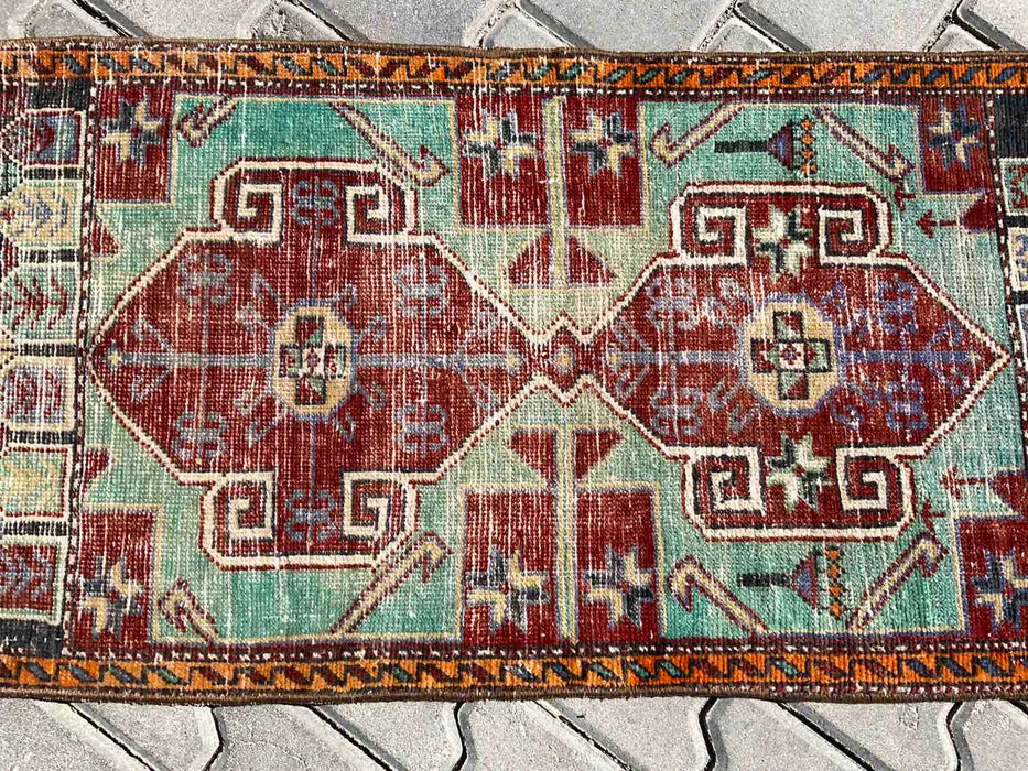 Vintage Hand-Knotted Rug 102cm x 48cm Anatolia Turkey