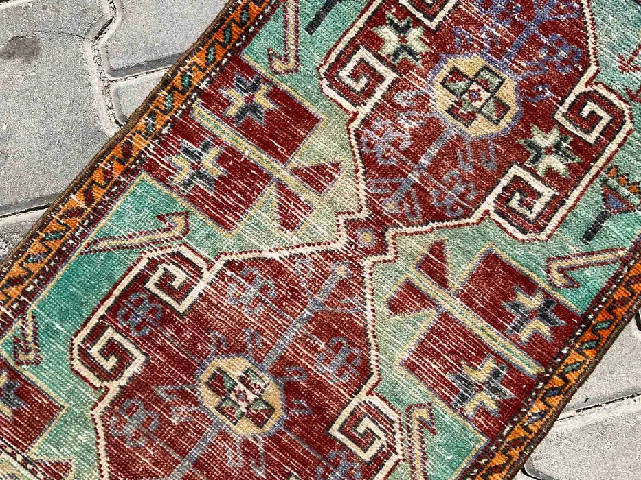 Vintage Hand-Knotted Rug 102cm x 48cm Anatolia Turkey