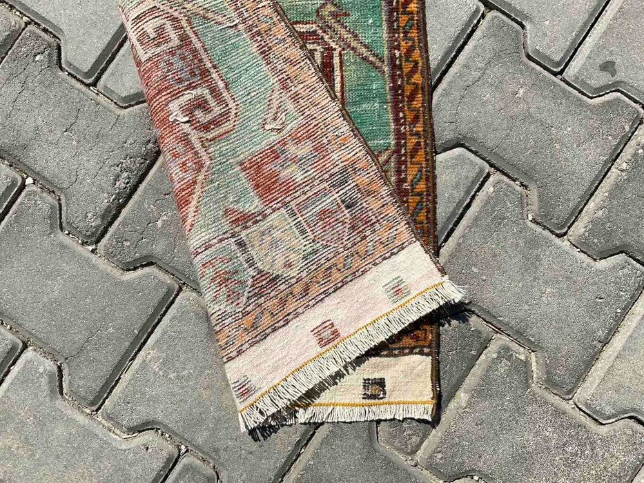Vintage Hand-Knotted Rug 102cm x 48cm Anatolia Turkey