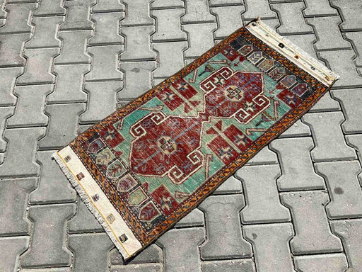 Vintage Hand-Knotted Rug 102cm x 48cm Anatolia Turkey