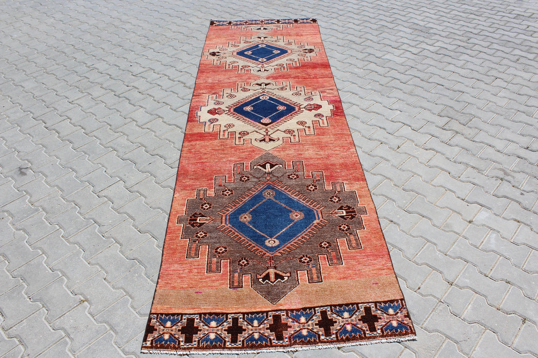 Vintage Hand-Knotted Runner Rug 104cm x 367cm