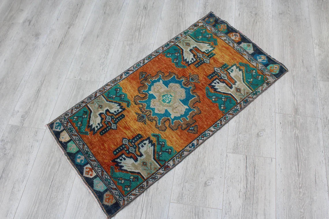 Vintage Hand-Knotted Turkish Mini Rug 50cm x 100cm