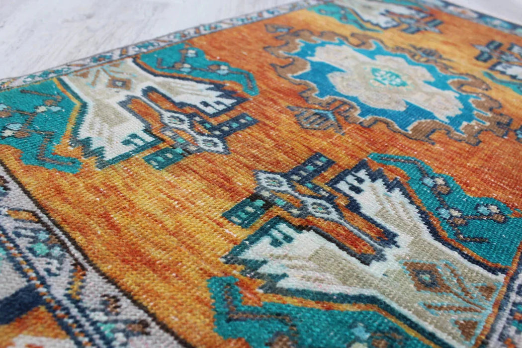 Vintage Hand-Knotted Turkish Mini Rug 50cm x 100cm