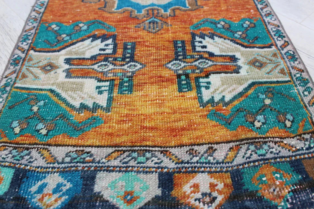 Vintage Hand-Knotted Turkish Mini Rug 50cm x 100cm