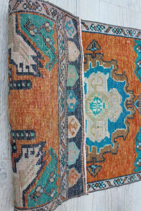 Vintage Hand-Knotted Turkish Mini Rug 50cm x 100cm