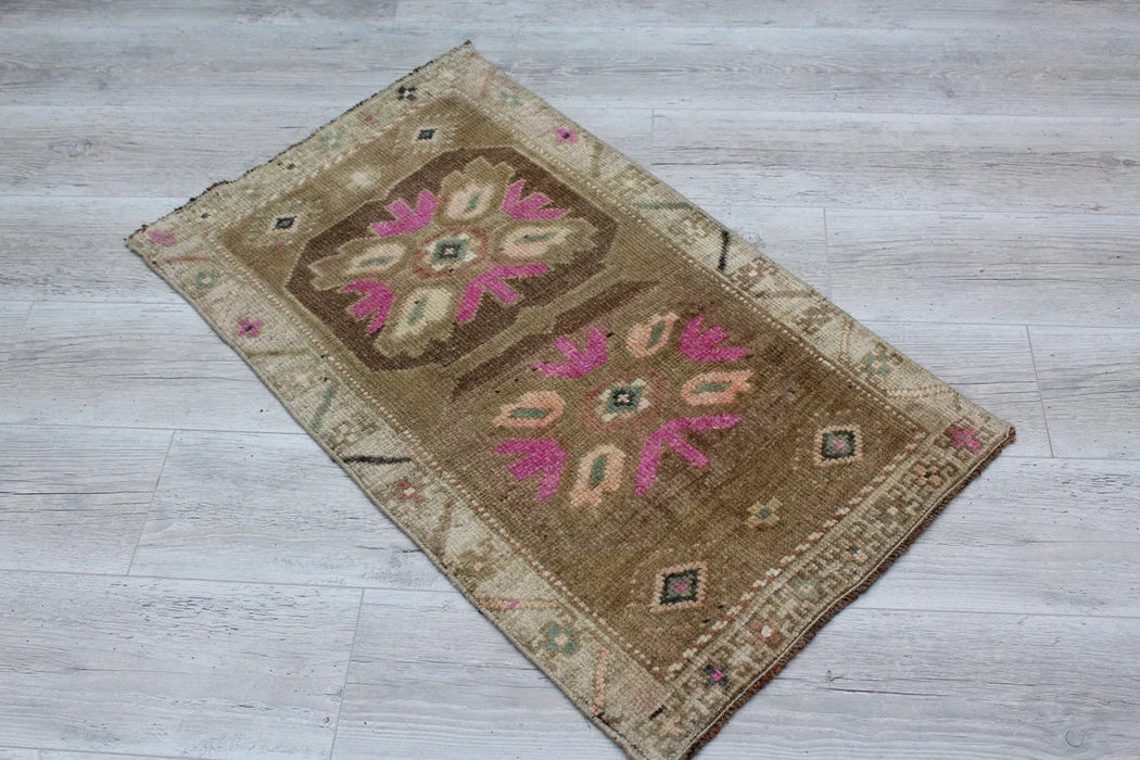 Vintage handgeknoopt Turks minikleed 56 cm x 97 cm