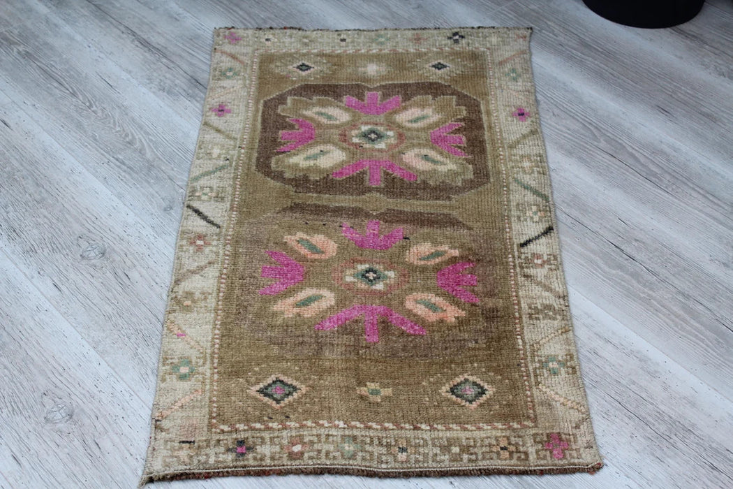 Vintage handgeknoopt Turks minikleed 56 cm x 97 cm