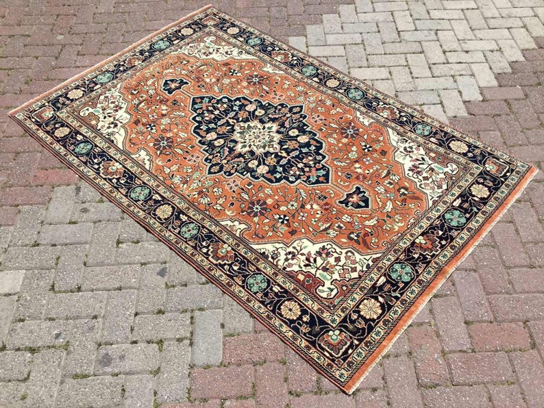 Vintage Hand Knotted Turkish Rug 198cm x 129cm