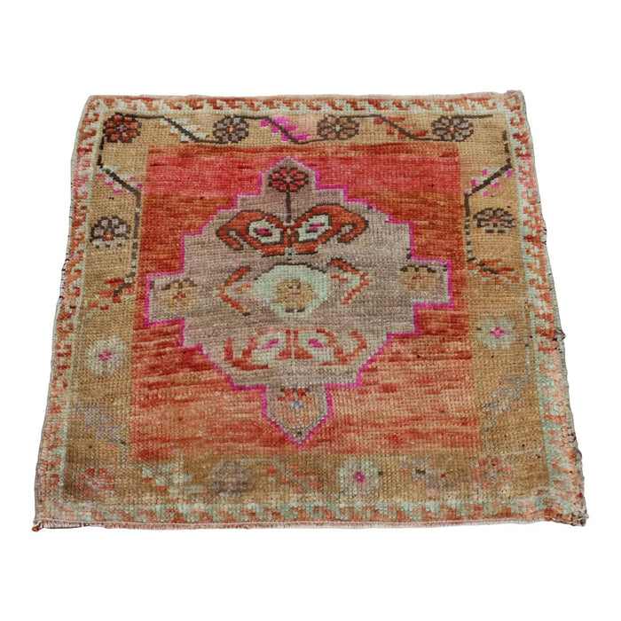 Vintage handgeknoopt Turks tapijt 58 ​​x 63 cm