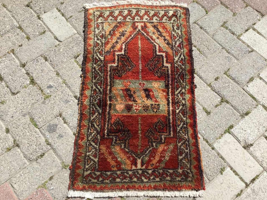 Vintage Hand Knotted Turkish Rug 92cm x 52cm