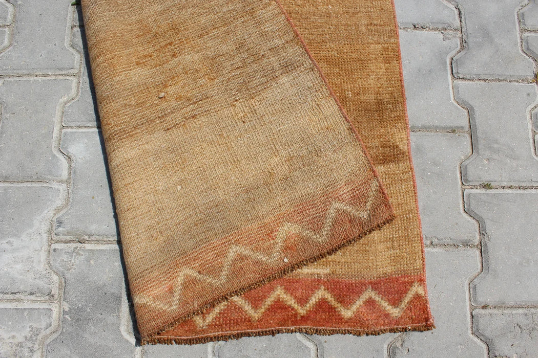 Vintage käsinsolmittu turkkilainen juoksumatto 375cm x 92cm