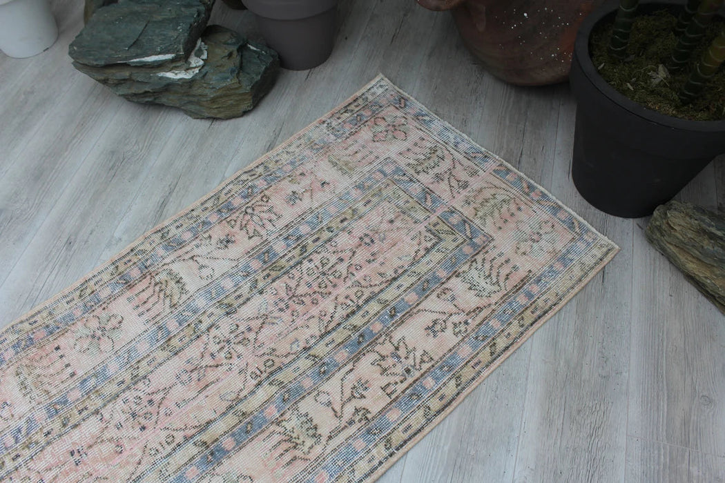 Vintage Hand-Knotted Turkish Runner Rug 75cm x 300cm