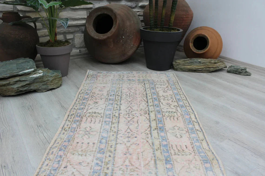 Vintage Hand-Knotted Turkish Runner Rug 75cm x 300cm