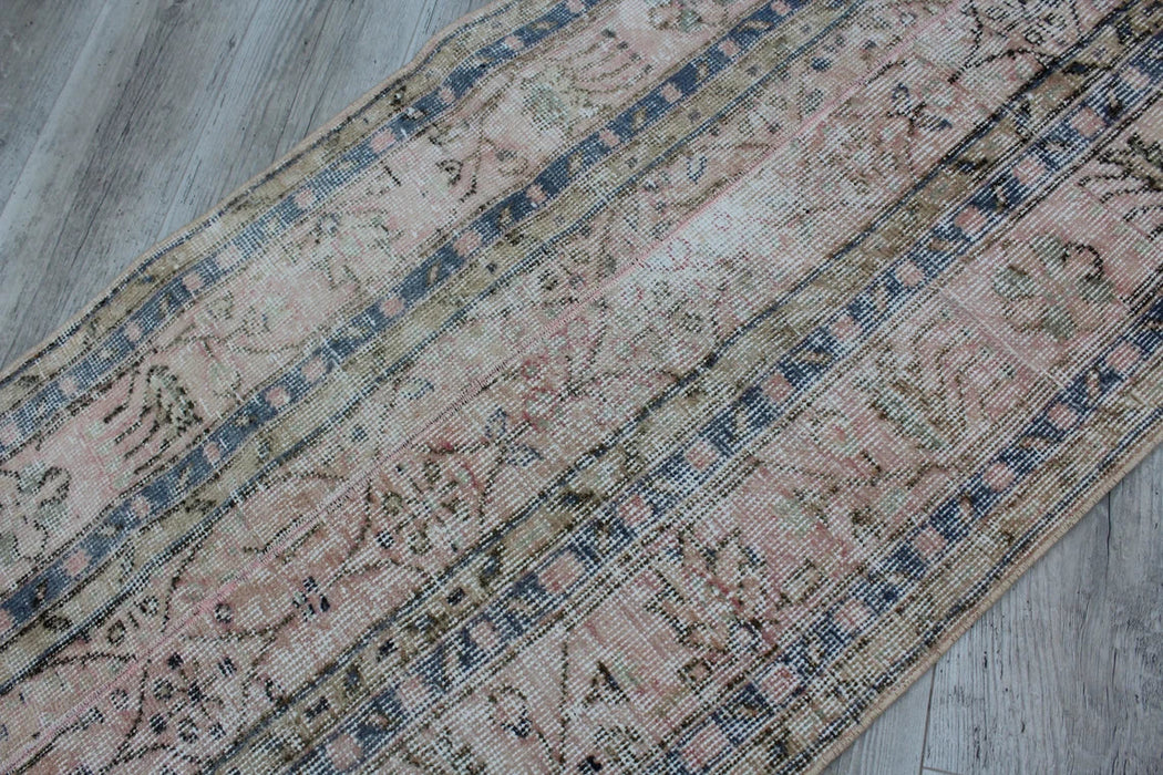 Vintage Hand-Knotted Turkish Runner Rug 75cm x 300cm