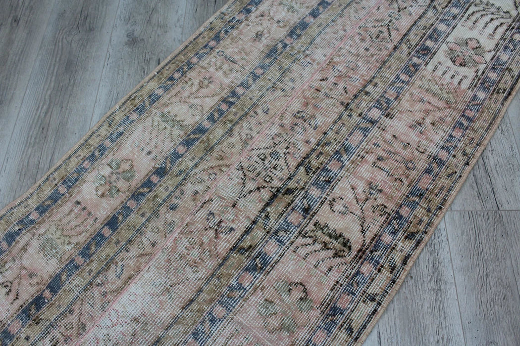 Vintage Hand-Knotted Turkish Runner Rug 75cm x 300cm