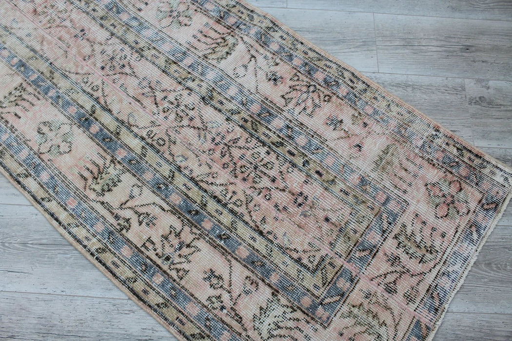 Vintage Hand-Knotted Turkish Runner Rug 75cm x 300cm