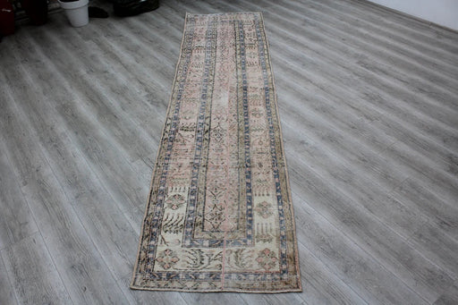 Vintage käsinsolmittu turkkilainen juoksumatto 75cm x 300cm