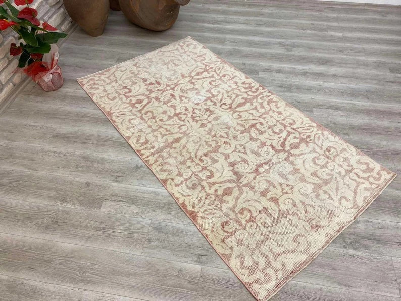 Vintage Hand Knotted Turkish Wool Rug 204cm x 111cm