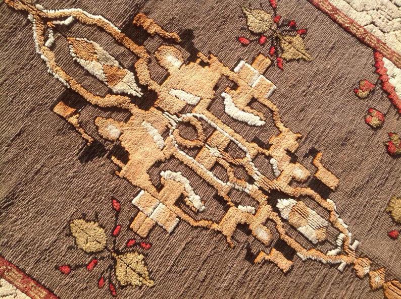 Vintage Hand Knotted Turkish Wool Rug 221cm x 145cm