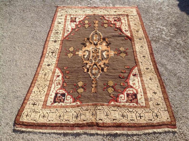 Vintage Hand Knotted Turkish Wool Rug 221cm x 145cm