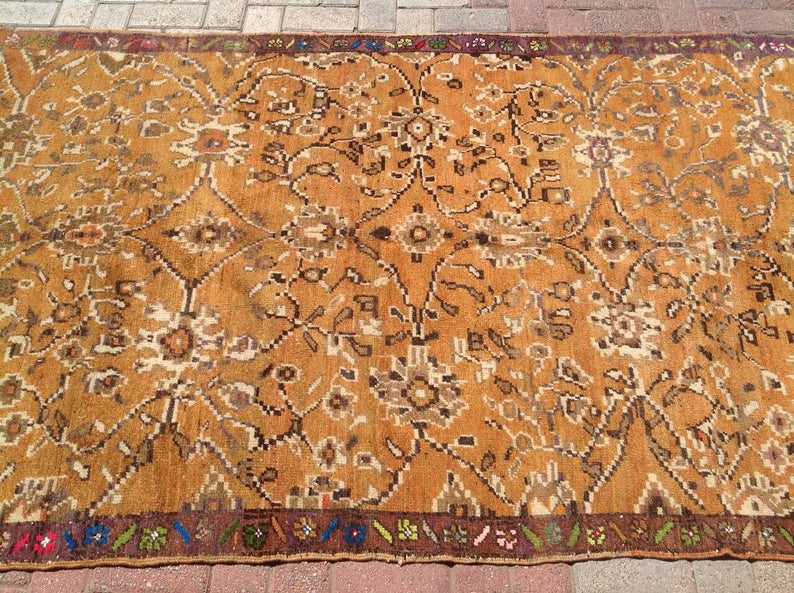 Vintage Hand Knotted Turkish Wool Rug 251cm x 135cm