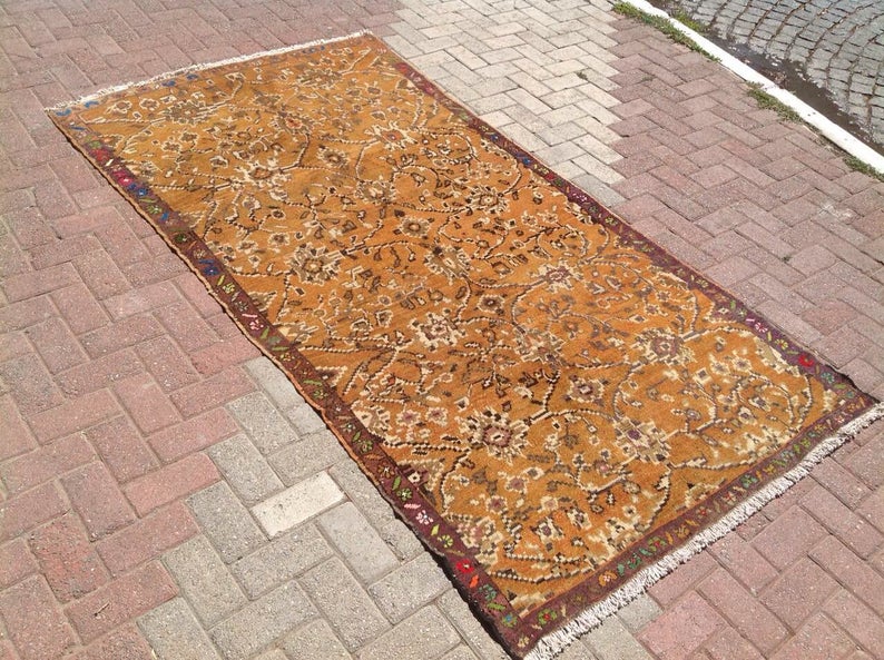 Vintage Hand Knotted Turkish Wool Rug 251cm x 135cm