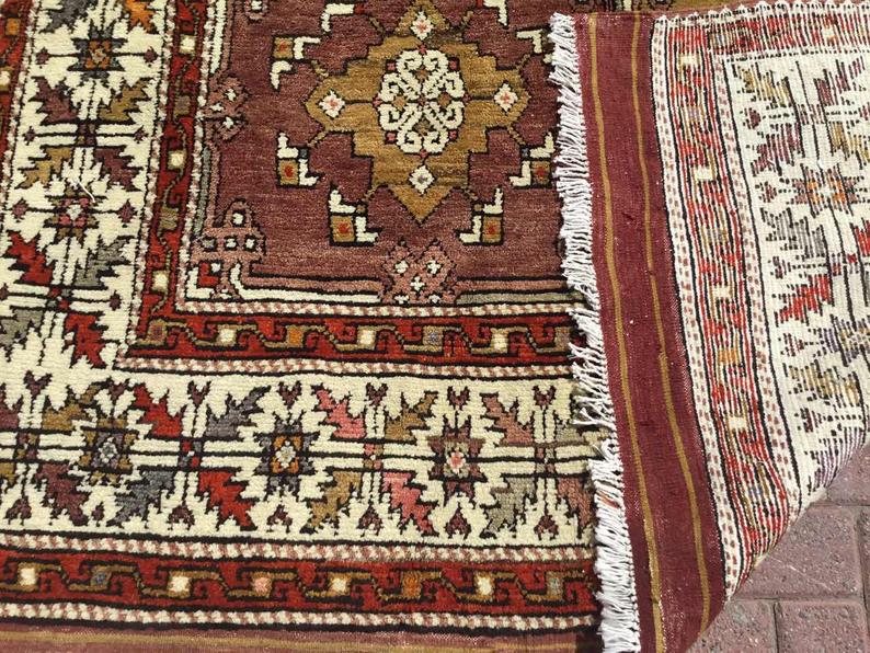 Vintage Hand Knotted Turkish Wool Rug 317x169 cm