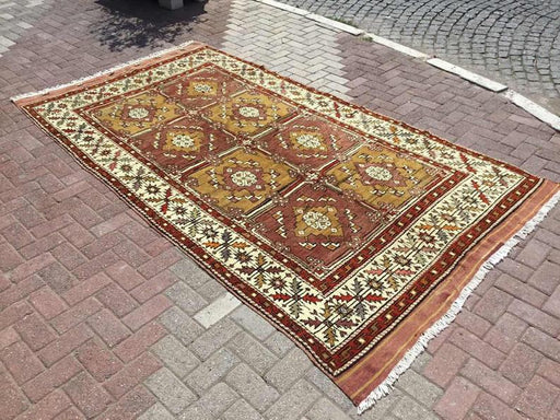Vintage Hand Knotted Turkish Wool Rug 317x169 cm