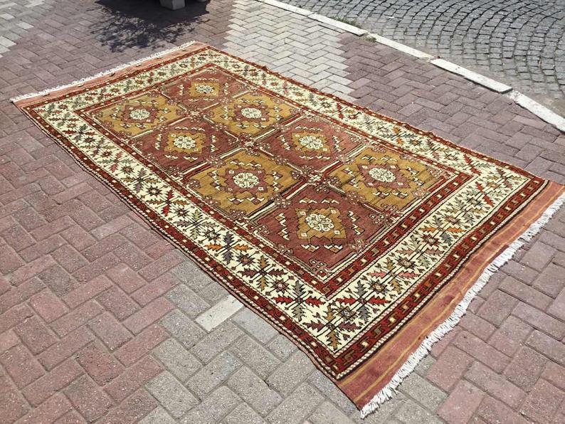 Vintage Hand Knotted Turkish Wool Rug 317x169 cm