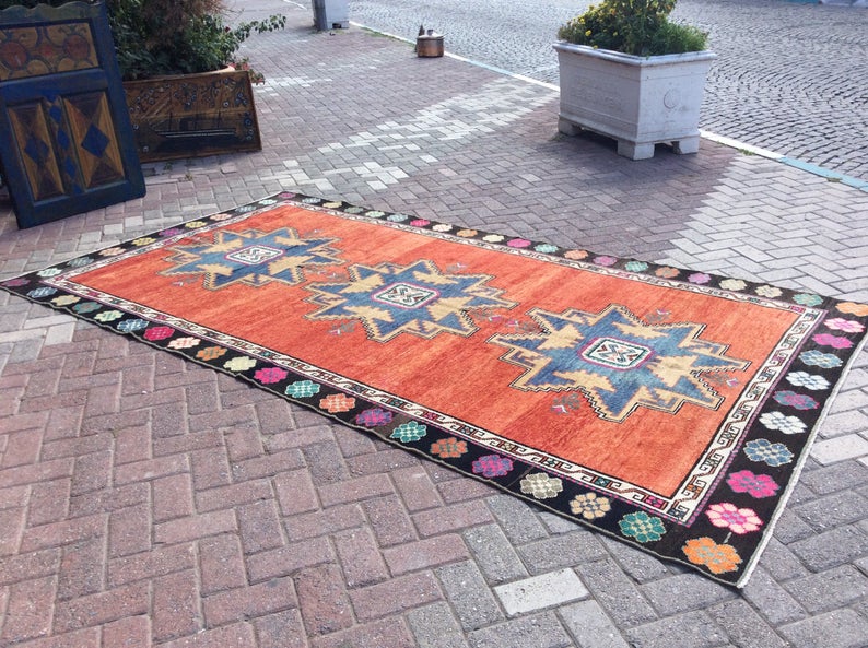 Vintage Hand Knotted Turkish Wool Rug 324cm x 176cm