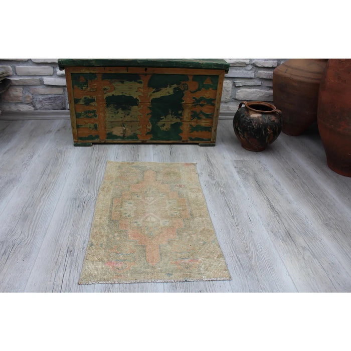 Vintage Hand-Knotted Turkish Wool Rug 41cm x 68cm