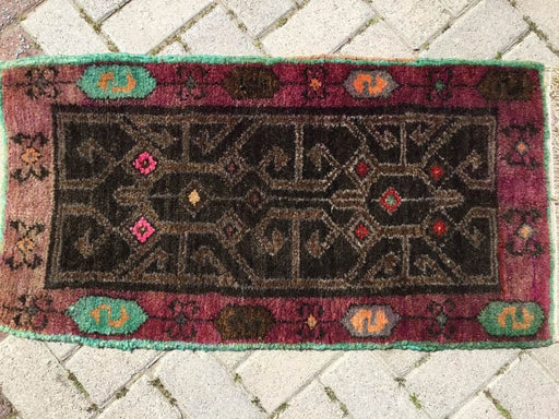 Vintage Hand Knotted Turkish Wool Rug 95cm x 51cm