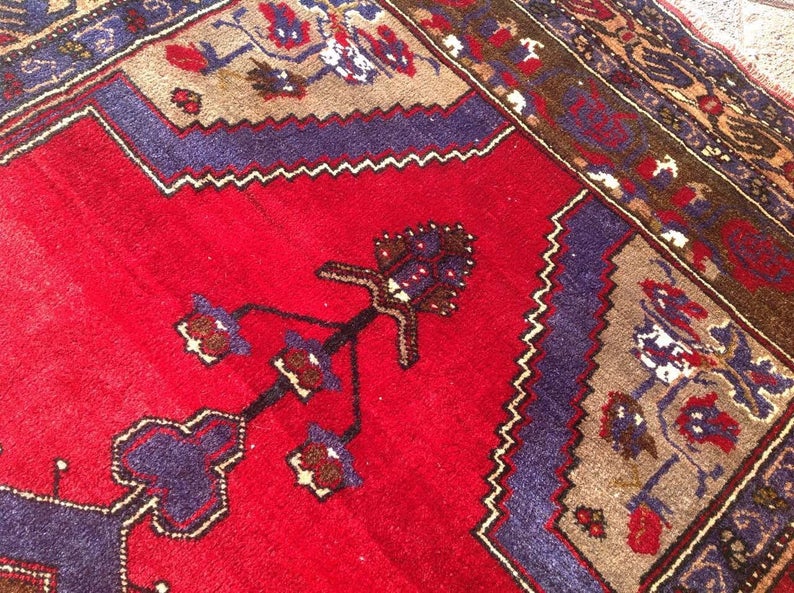 Vintage Hand Knotted Wool Area Rug 216cm x 114cm