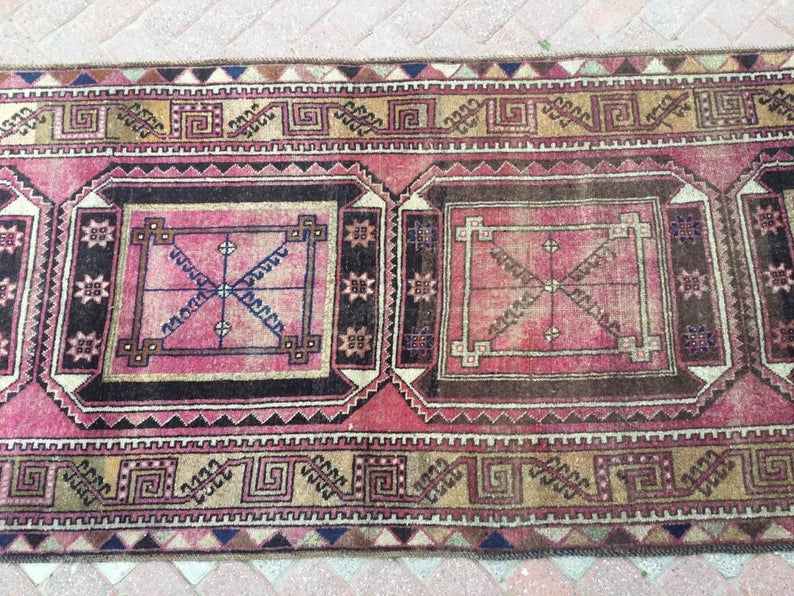 Vintage Hand Knotted Wool Area Rug 313 cm x 104 cm