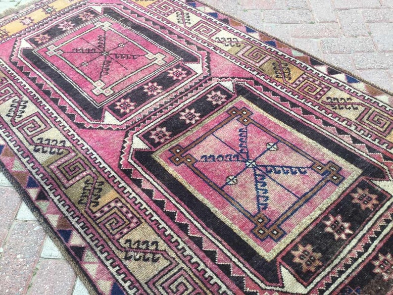 Vintage Hand Knotted Wool Area Rug 313 cm x 104 cm