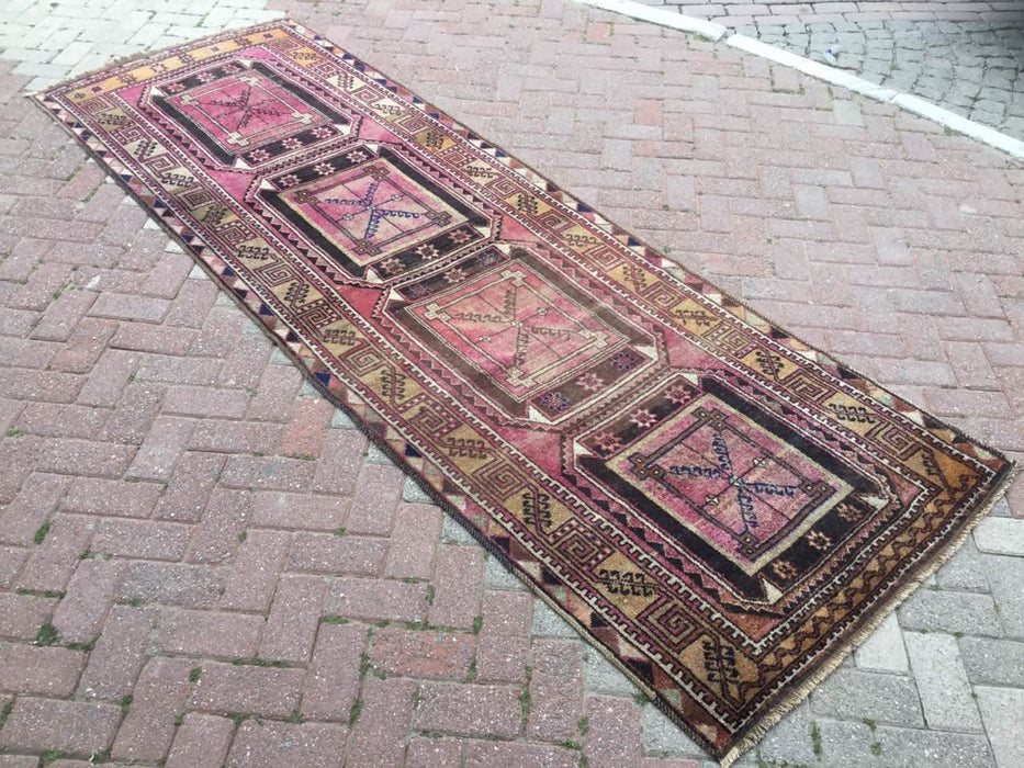 Vintage Hand Knotted Wool Area Rug 313 cm x 104 cm