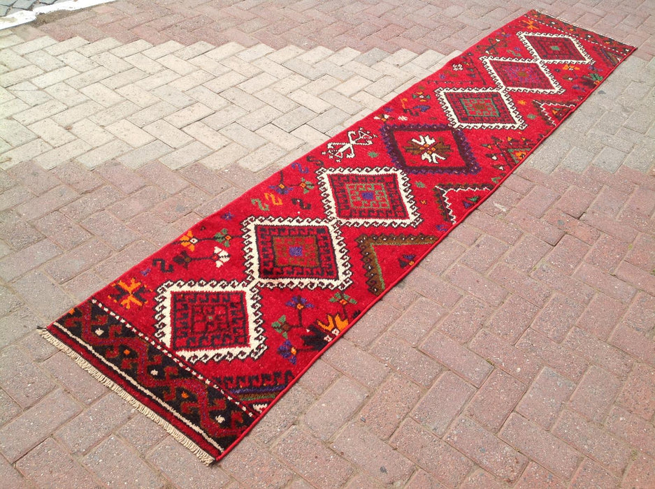 Vintage Hand Knotted Wool Rug 129cm x 63cm Made in Turkey