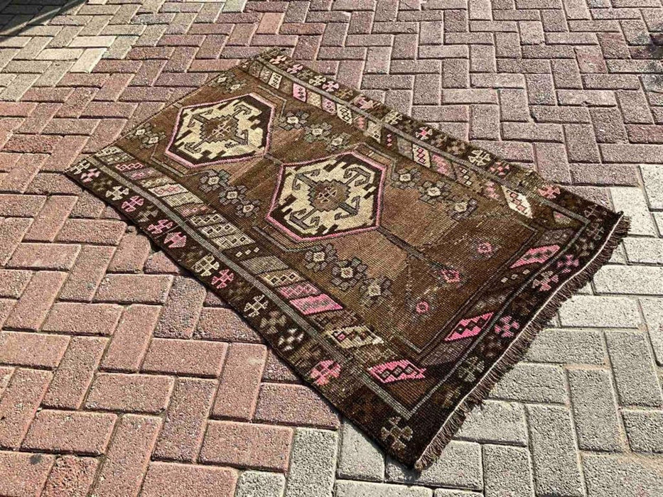Vintage Hand Knotted Wool Rug 148cm x 95cm From Turkey