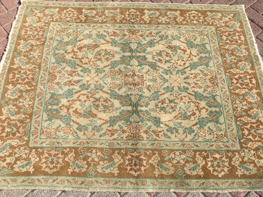 Vintage käsinsolmittu villamatto 160cm x 127cm Turkki 1970-luku