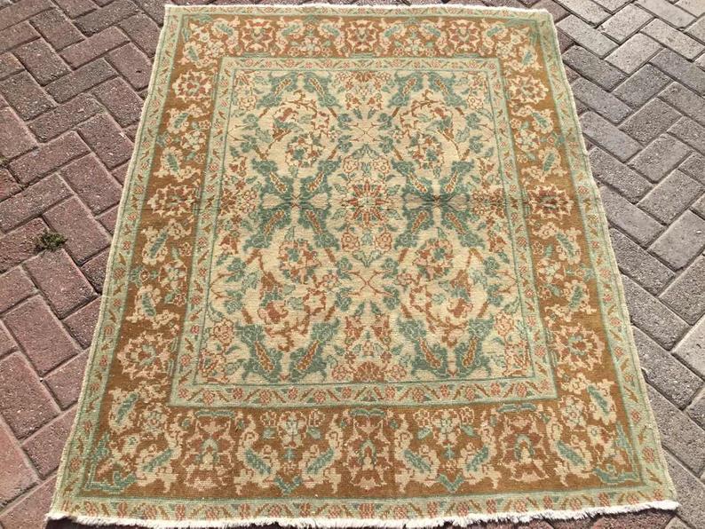 Tappeto vintage in lana annodato a mano, 160 cm x 127 cm, Turchia anni &#39;70