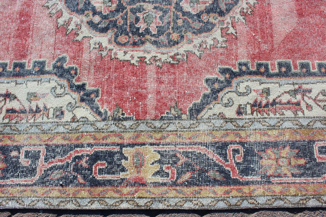 Vintage käsinsolmittu villamatto 185cm x 299cm Isparta Turkey