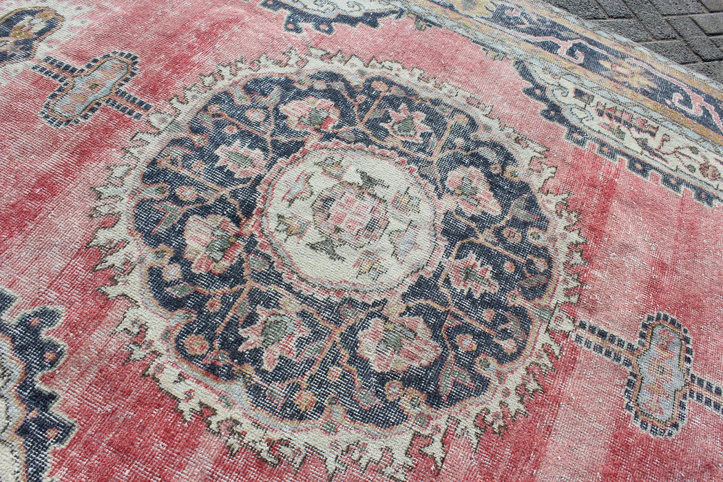 Vintage käsinsolmittu villamatto 185cm x 299cm Isparta Turkey