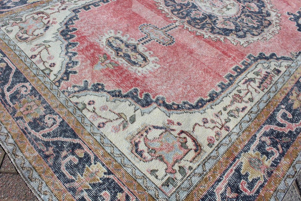 Vintage käsinsolmittu villamatto 185cm x 299cm Isparta Turkey