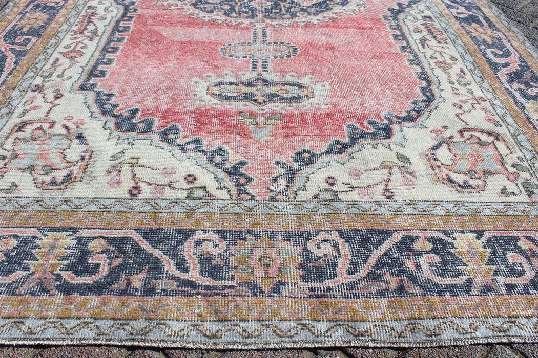 Vintage käsinsolmittu villamatto 185cm x 299cm Isparta Turkey